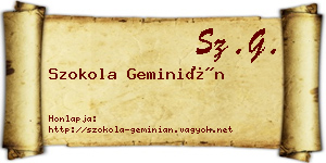 Szokola Geminián névjegykártya